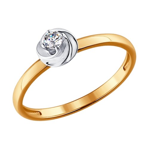 Помолвочное кольцо из золота с бриллиантом Цветок Артикул 1011386