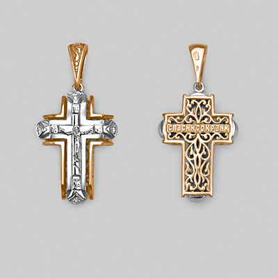 Крест из комбинированного золота Артикул 03-2281-00-401-1111-03