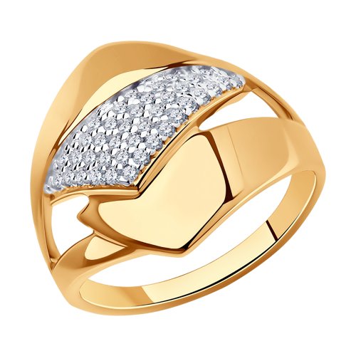 Кольцо из золочёного серебра с фианитами Артикул 93-110-00681-1