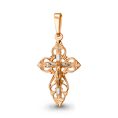Крест из комбинированного золота от бренда «Аквамарин» Артикул 10339