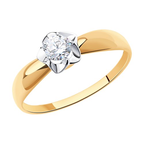 Помолвочное кольцо из золота с фианитом Артикул 017395