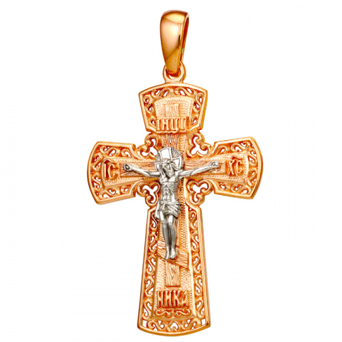 Крест из комбинированного золота от бренда «Александра» Артикул п640
