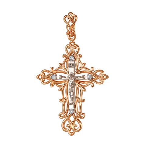 Крест из комбинированного золота Артикул 8-205