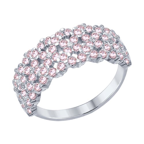 Кольцо из серебра с розовыми фианитами Артикул 94012286