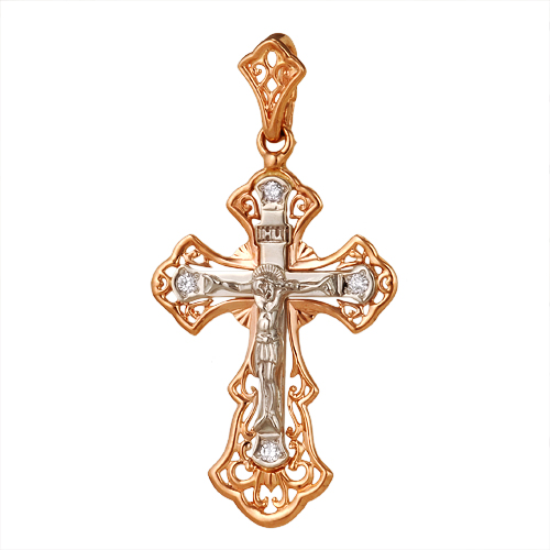 Крест из комбинированного золота Артикул 8-189