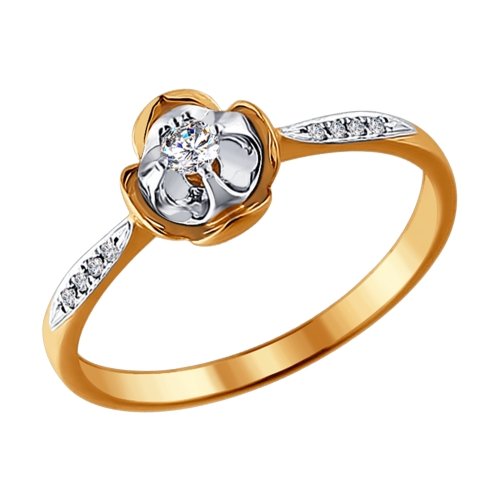 Помолвочное кольцо из комбинированного золота с бриллиантами Артикул 1011376