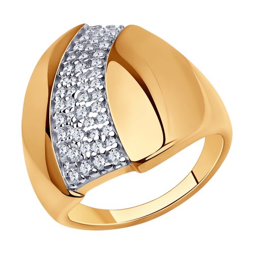 Кольцо из золочёного серебра с фианитами Артикул 93-110-00676-1