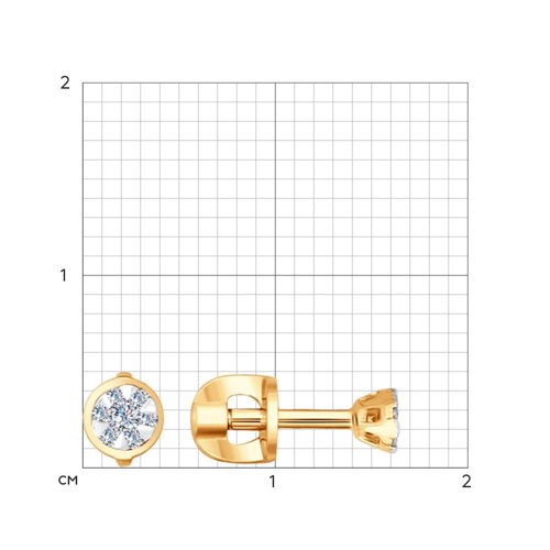 Серьги-пусеты из золота с бриллиантами Артикул 1020993
