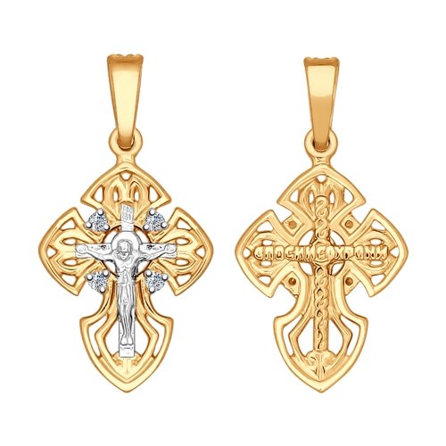 Крест из комбинированного золота от бренда «Sokolov» Артикул 1120022