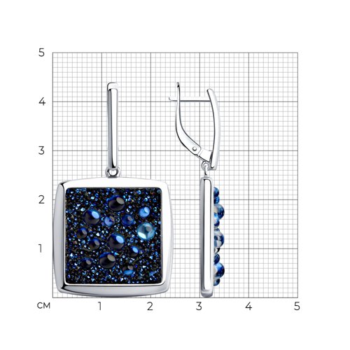 Серьги из серебра с синими кристаллами Swarovski Артикул 94023809