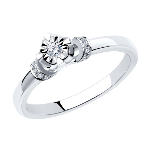 Помолвочное кольцо из белого золота с бриллиантами Артикул 1011075