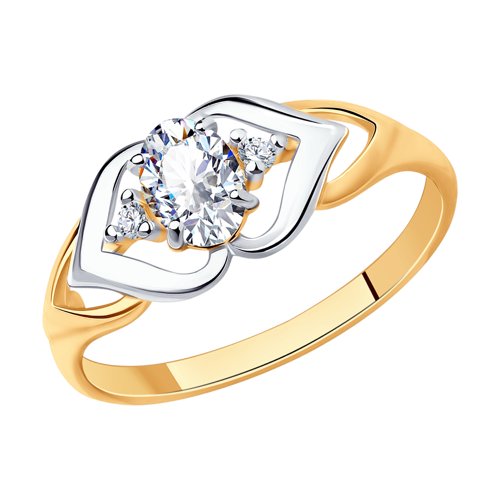 Кольцо из золочёного серебра с фианитами Артикул 93010615