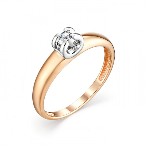 Помолвочное кольцо из комбинированного золота Империал с бриллиантом