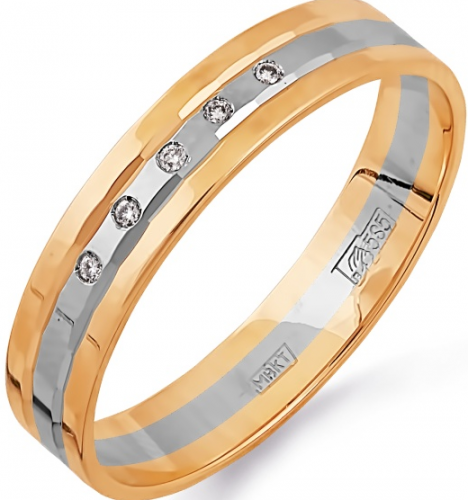 Кольцо Обручальное из комбинированного золота с бриллиантами