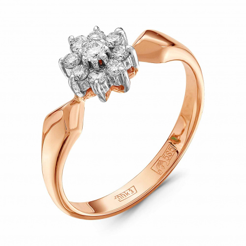 Золотое кольцо с бриллиантами "Классический цветок" Артикул 1-313