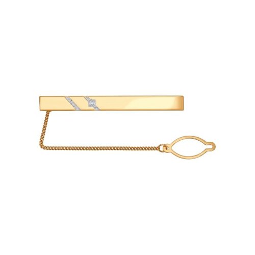 Зажим для галстука из золота с фианитами Артикул 090041