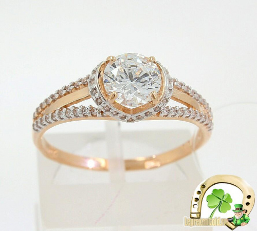 Помолвочное кольцо из золота с фианитами Артикул 81010141