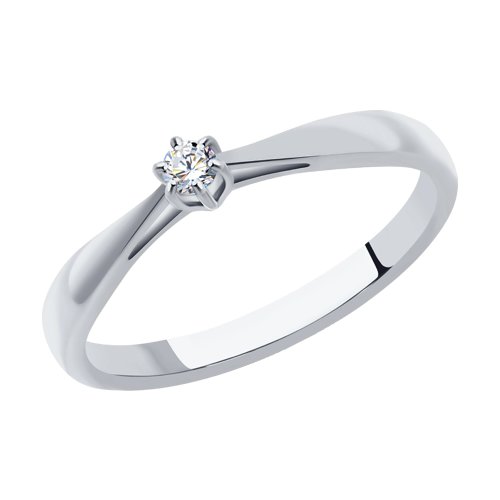 Помолвочное кольцо из белого золота с бриллиантом Артикул 1011346