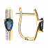 Серьги из золота с синими топазами и фианитами Артикул 725966