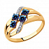 Кольцо из золота с бесцветными и синими Swarovski Zirconia Артикул 81010450