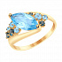 Кольцо из золота с голубыми и синими топазами Артикул 715026