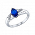 Кольцо из серебра с бесцветными и синим фианитами Артикул 94012271