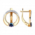 Серьги из золота с бесцветными и синими Swarovski Zirconia Артикул 81020447