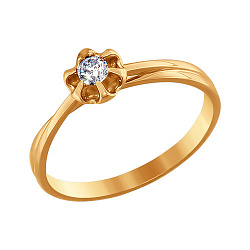 Золотое кольцо с фианитами SOKOLOV