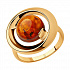 Кольцо из золочёного серебра с янтарём Артикул 83010057