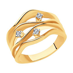 Кольцо из золота с бриллиантами "Волна"