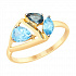 Кольцо из золота с голубыми и синим топазами Артикул 715233