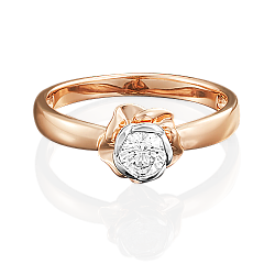 Помолвочное кольцо из золота с фианитом