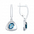 Серьги из серебра с синими топазами и фианитами Артикул 92021654
