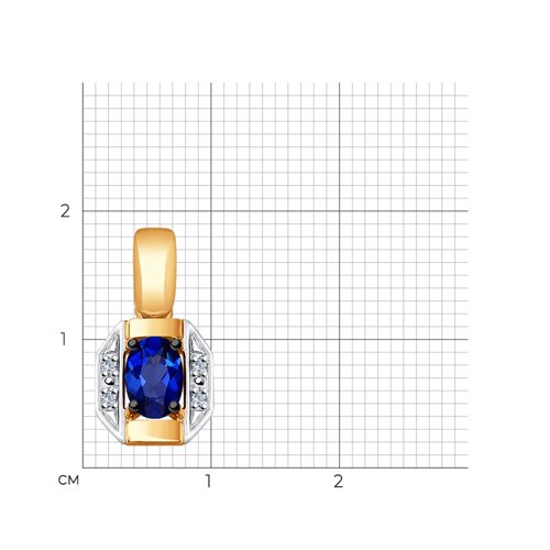 Подвеска из золота с бриллиантами и синим корунд (синт.) Артикул 6032058